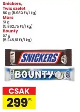 Interspar Snickers, Twix szelet, Mars, Bounty ajánlat