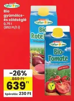 Interspar Natur Bio gyümölcs- és zöldséglé ajánlat
