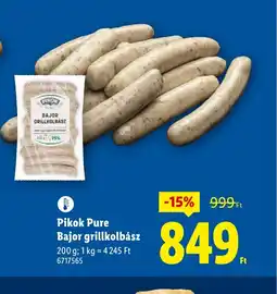 Lidl Pikok Pure Bajor grillkolbász ajánlat