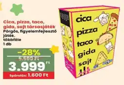Interspar Cica, pizza, taco, gida, sajt társasjáték ajánlat