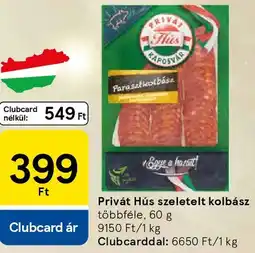 Tesco Privát Hús szeletelt kolbász ajánlat