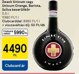 Tesco Zwack Unicum vagy Unicum Orange, Barista, Szilva keserűlikőr ajánlat