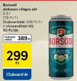 Tesco Borsodi dobozos világos sör ajánlat