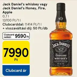 Tesco Jack Daniel's whiskey vagy Jack Daniel's Honey, Fire, Apple ajánlat
