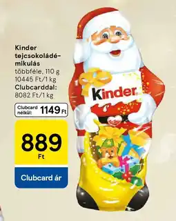 Tesco Kinder tejcsokoládé- mikulás ajánlat