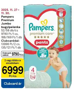 Tesco Pampers Premium Jumbo bugyipelenka ajánlat