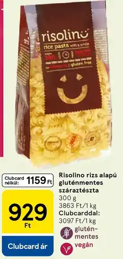 Tesco Risolino rizs alapú gluténmentes száraztészta ajánlat