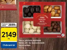 Tesco Tesco pörkölt diófélék fehér, ét- és tejcsokoládé bevonatban ajánlat