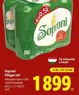 Lidl Soproni Világos sör ajánlat