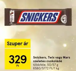Tesco Snickers, Twix vagy Mars szeletes csokoládé ajánlat