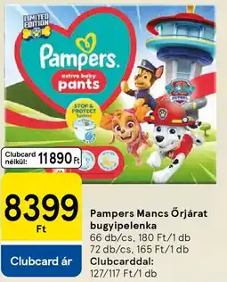 Tesco Pampers Mancs Őrjárat bugyipelenka ajánlat