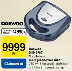 Tesco Daewoo DSM9787 3 az 1-ben melegszendvicssütő ajánlat