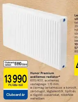 Tesco Hunor Premium acéllemez radiátor ajánlat