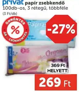 PRIVÁT Privȧt papír zsebkendő ajánlat