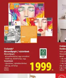 Lidl Crelando Akvarellpapír / vázlattömb ajánlat