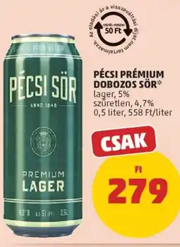 PENNY Pécsi Prémium dobozos sör ajánlat