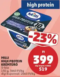 PENNY Milli High Protein krémtúró ajánlat