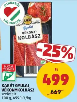 PENNY Karát gyulai vékonykolbász ajánlat