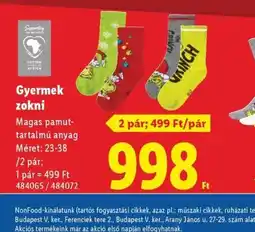 Lidl Gyermek zokni ajánlat