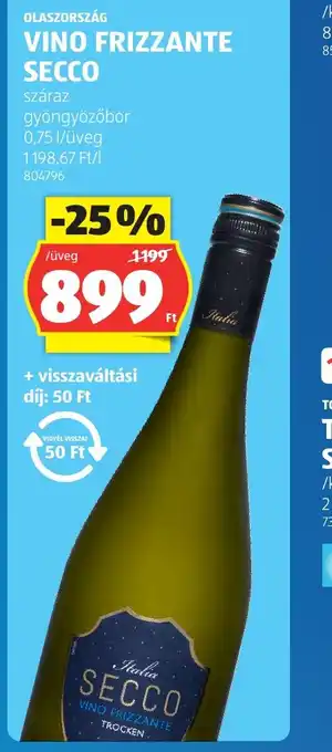 ALDI Vino frizzante secco ajánlat