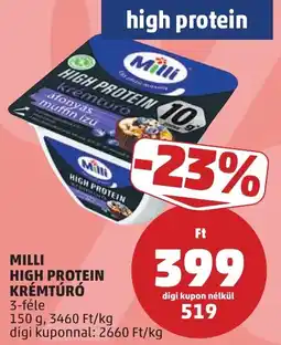 PENNY Milli High Protein krémtúró ajánlat