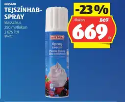 ALDI Milsani tejszínhab- spray ajánlat