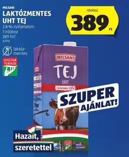 ALDI Milsani laktózmentes uht tej ajánlat