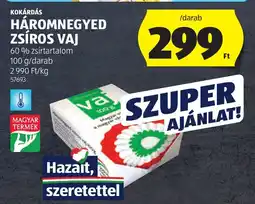 ALDI Kokárdás háromnegyed zsíros vaj ajánlat
