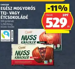 ALDI Choceur egész mogyorós tej- vagy étcsokoládé ajánlat