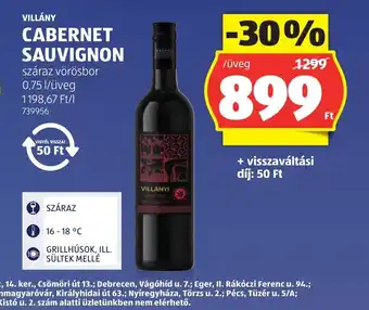 ALDI Villány cabernet sauvignon ajánlat
