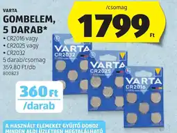 ALDI Varta gombelem ajánlat