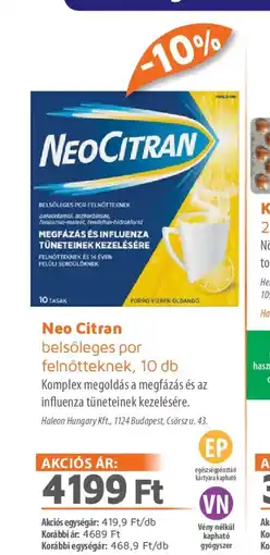 Alma Gyógyszertárak Neo Citran ajánlat