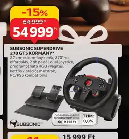 Auchan Subsonic superdrive 270 gt5 kormány ajánlat