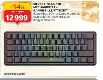 Auchan Silver line mk518 mechanikus tkl gamer billentyűzet ajánlat