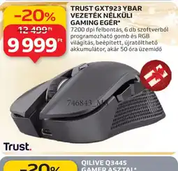 Auchan TRUST GXT923 YBAR VEZETÉK NÉLKÜLI GAMING EGÉR ajánlat