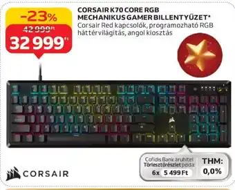 Auchan Corsair k70 core mechanikus gamer billentyűzet ajánlat