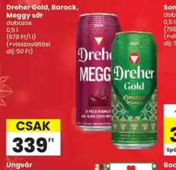 Spar Dreher Gold, Barack, Meggy sör ajánlat