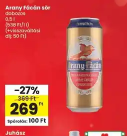 Spar Arany Fácán sör ajánlat