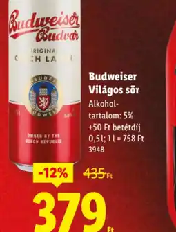 Lidl Budweiser Világos sör ajánlat
