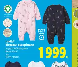 Lidl Lupilu Biopamut baba pizsama ajánlat