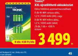 Lidl Tronic XXL újratölthető akkukészlet ajánlat