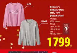 Lidl ESMARA Női/férfi pizsamafelső ajánlat