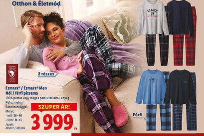 Lidl ESMARA Női / férfi pizsama ajánlat