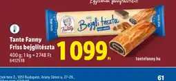 Lidl Tante Fanny Friss bejglitészta ajánlat