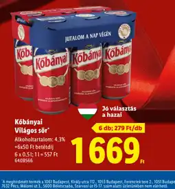 Lidl Kőbányai Világos sör ajánlat
