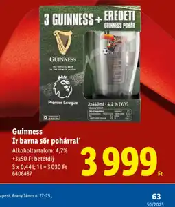 Lidl Guinness ír barna sör pohárral ajánlat