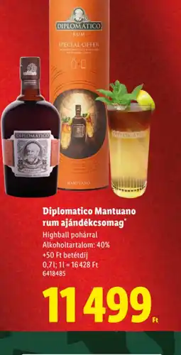 Lidl Diplomatico Mantuano rum ajándékcsomag ajánlat