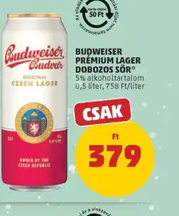 PENNY BUDWEISER PRÉMIUM LAGER DOBOZOS SÖR ajánlat