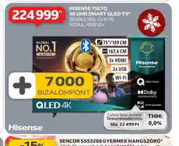 Auchan HISENSE 75E7Q 4K UHD SMART QLED TV ajánlat