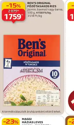 Auchan BEN'S ORIGINAL FŐZŐTASAKOS RIZS ajánlat